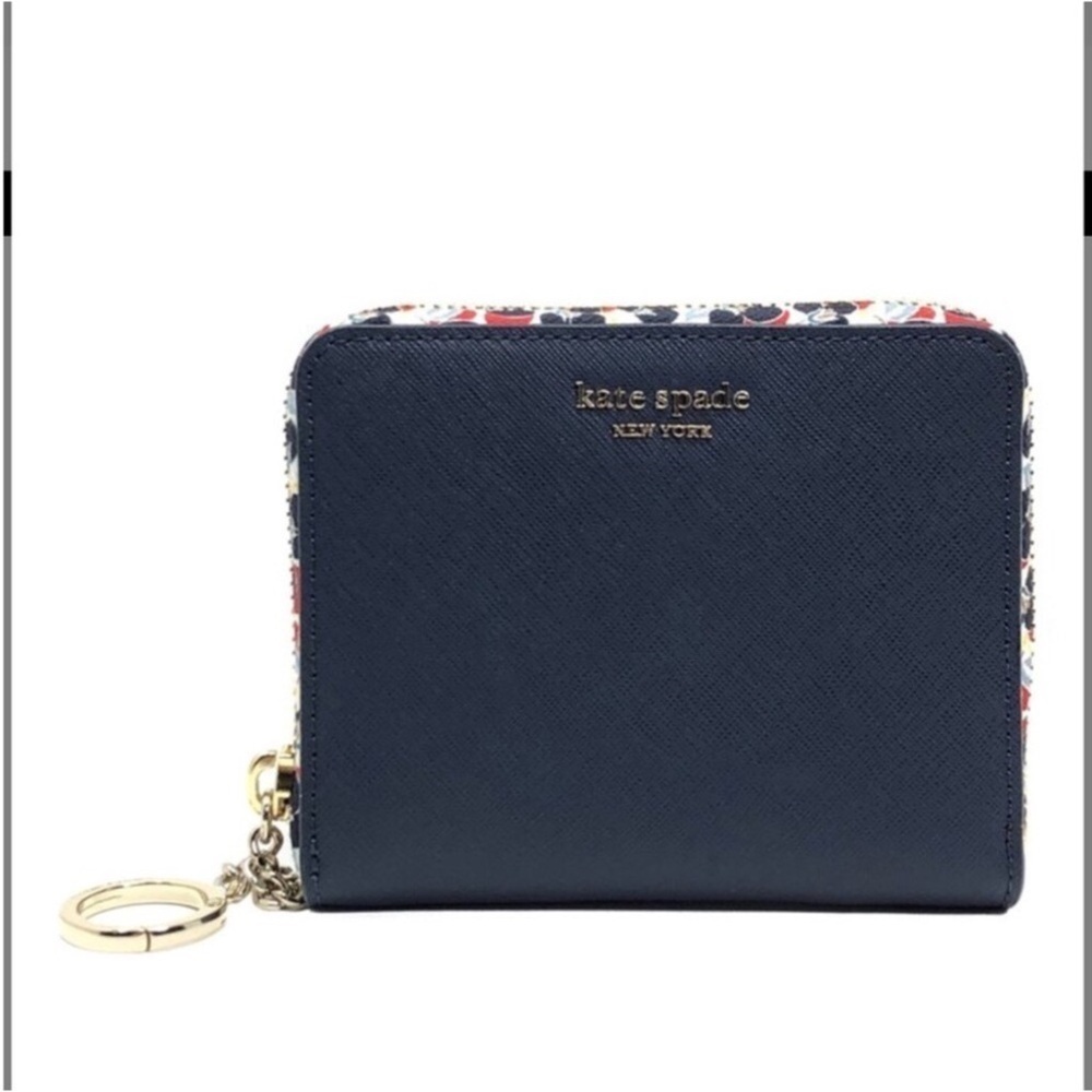 Kate Spade Cameron Micro floral small slim continental wallet Blazer Blue